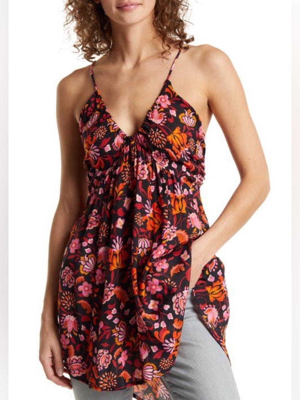 FREE PEOPLE Pixie Printed Tunic Size Small - Black Motif Boho Floral Top - NWT - Picture 9 of 11
